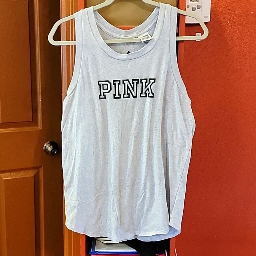 PINK Heather Gray/White Workout Tank
